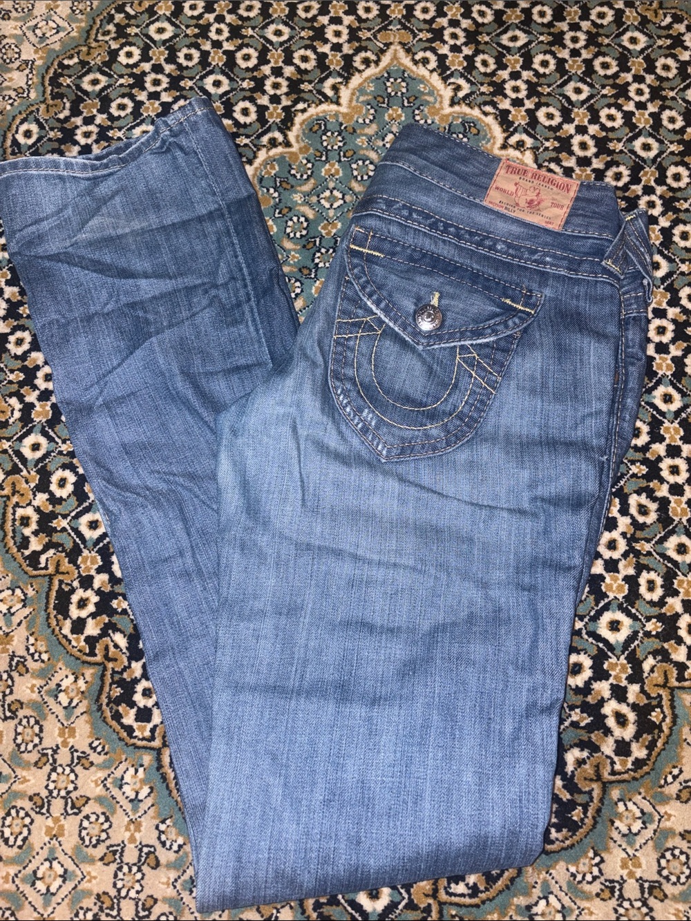 True Religion Women's Blue Distressed Jeans